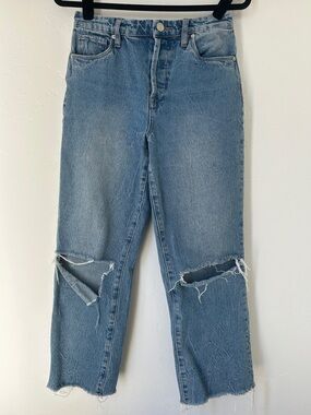 Blank NYC Light Blue Straight Leg Ripped Knee Jeans
